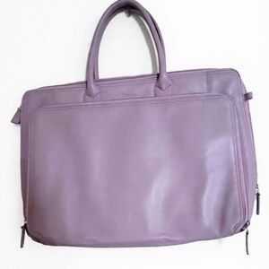 Levenger Lilac Laptop Tote – Structured LEATHER Work Bag, Like New!